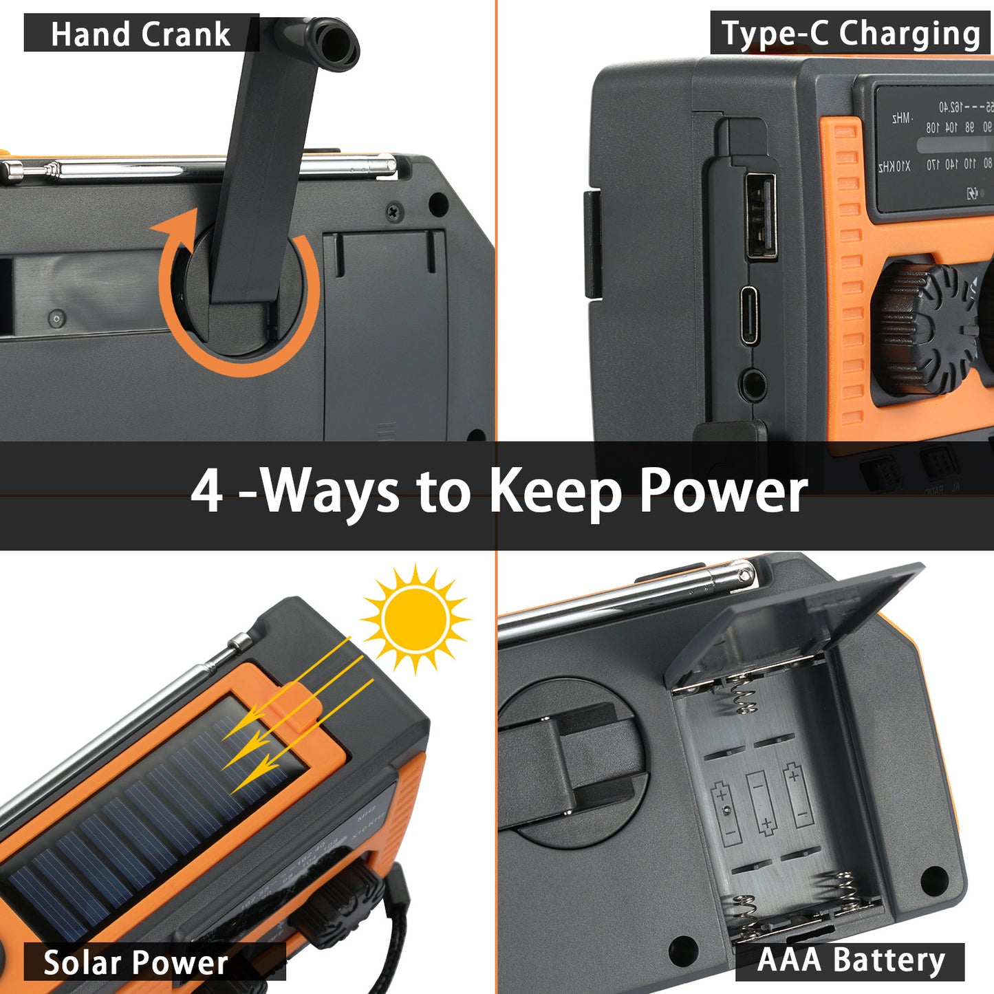 Solar Rechargeable Emergency Radio with Lighting