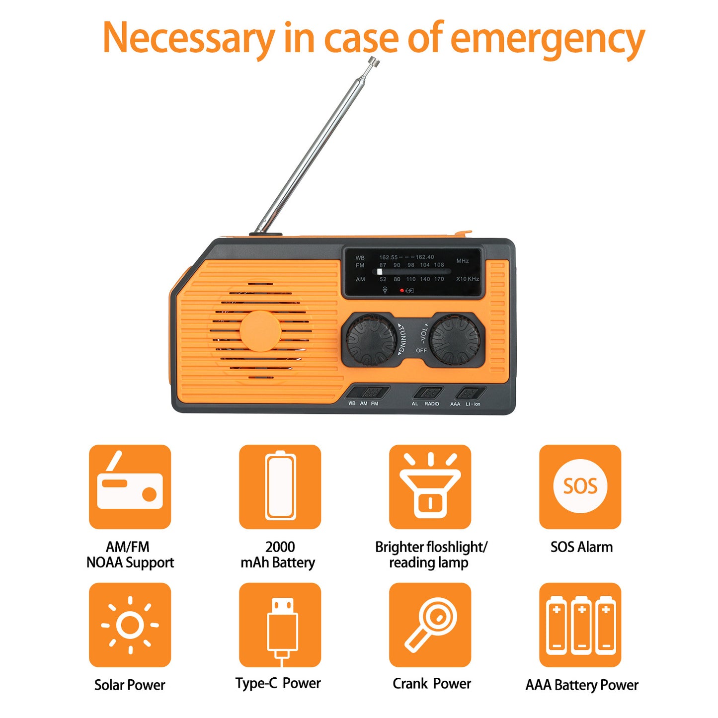 Solar Rechargeable Emergency Radio with Lighting