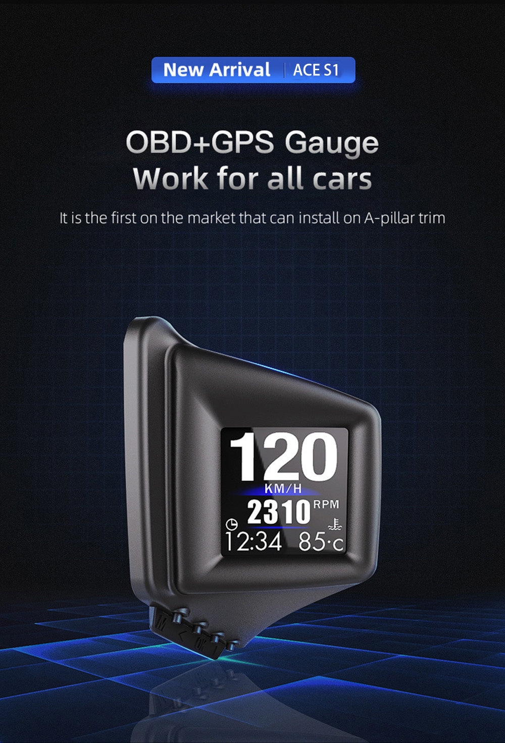 Car Display AP-1 Car HUD Head-up Display OBD GPS Driving Computer Code Table