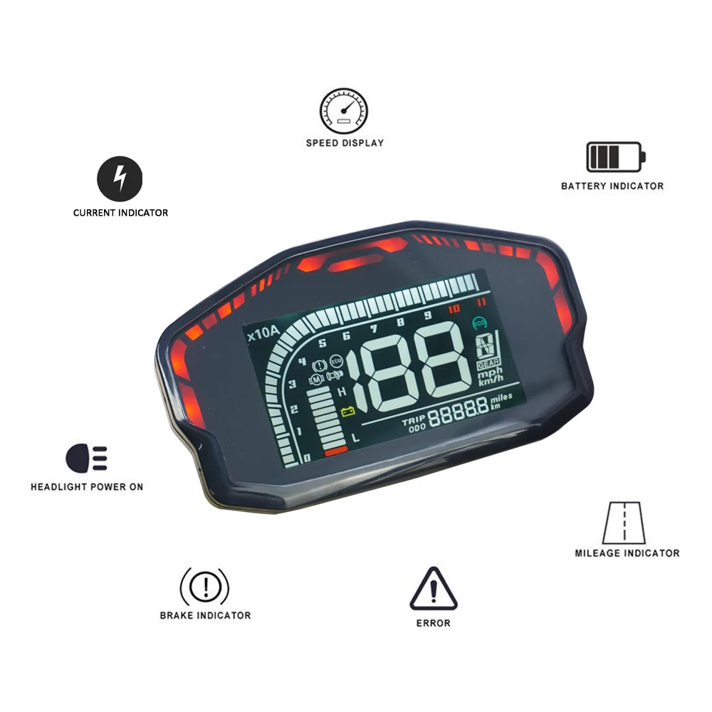 DKD Electric Scooter LCD Speedometer - Adjustable & Compatible with VOTOL Controller