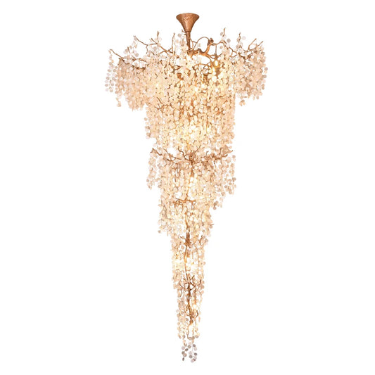 Large Foyer Gold Crystal Chandelier for living room Luxury Brass Tree Branches Staircase Ceiling light lobby hanging lamp