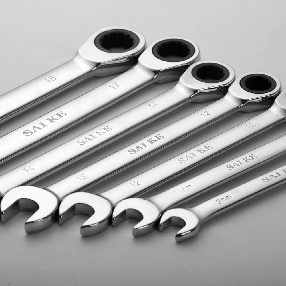 Ratchet Combination Metric Wrench Set Fine Tooth Gear Ring Torque and Socket Wrench Set Nut Tools for Repair