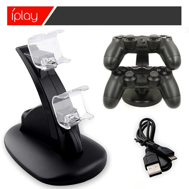 Controller Charger Dock LED Dual USB PS4 Charging Stand Station for Sony Playstation 4 PS4 / PS4 Pro /PS4 Slim black white