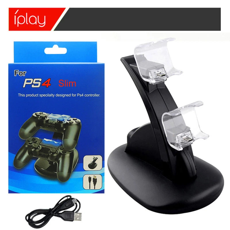 Controller Charger Dock LED Dual USB PS4 Charging Stand Station for Sony Playstation 4 PS4 / PS4 Pro /PS4 Slim black white