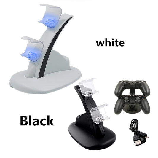 Controller Charger Dock LED Dual USB PS4 Charging Stand Station for Sony Playstation 4 PS4 / PS4 Pro /PS4 Slim black white