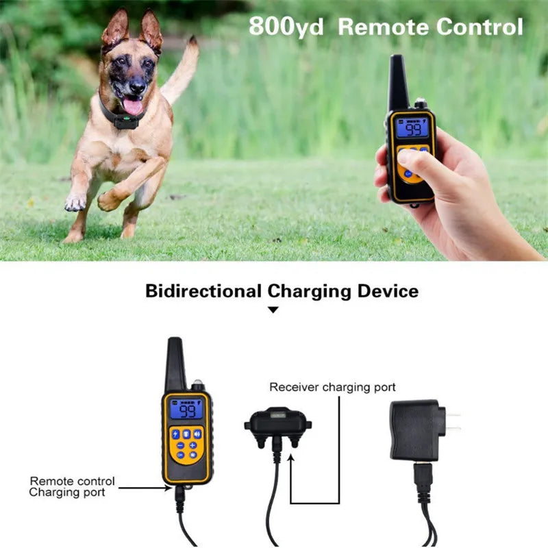 Training Collar Dog 800m Anti Bark Dog Collar Waterproof With Pet Rechargeable Pet Remote Control Electric Collar For Dogs