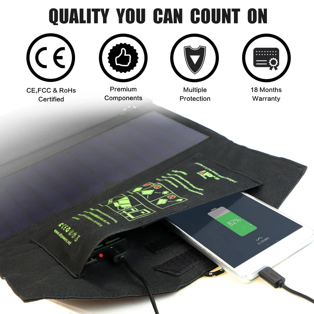 ALLPOWERS Solar panel 5V21W Portable Phone Charger Solar Charger Dual USB Output Mobile Solar Battery Charger for iPhone Samsung