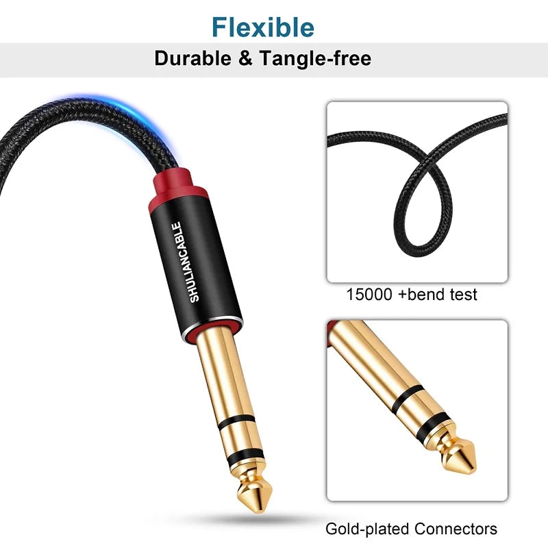 Shuliancable Guitar Instrument Cable, 6.35mm (1/4) TRS Stereo Audio Cable for Electric Guitar,Mandolin, Bass, Amplifier