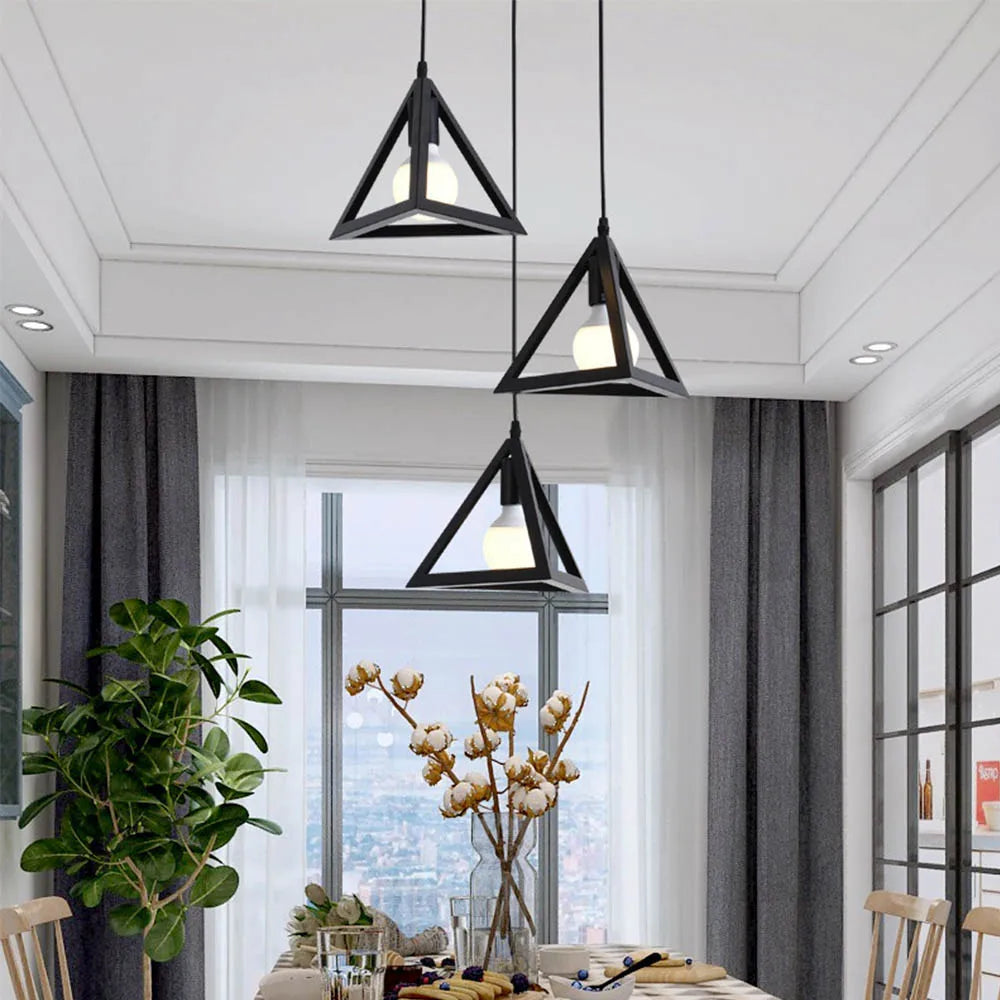 Retro Hanging Lights Geometric Nested Hanging Light Iron Flush Mount Retro Ceiling Down Light Pendant Lamp Home Decor Fixture