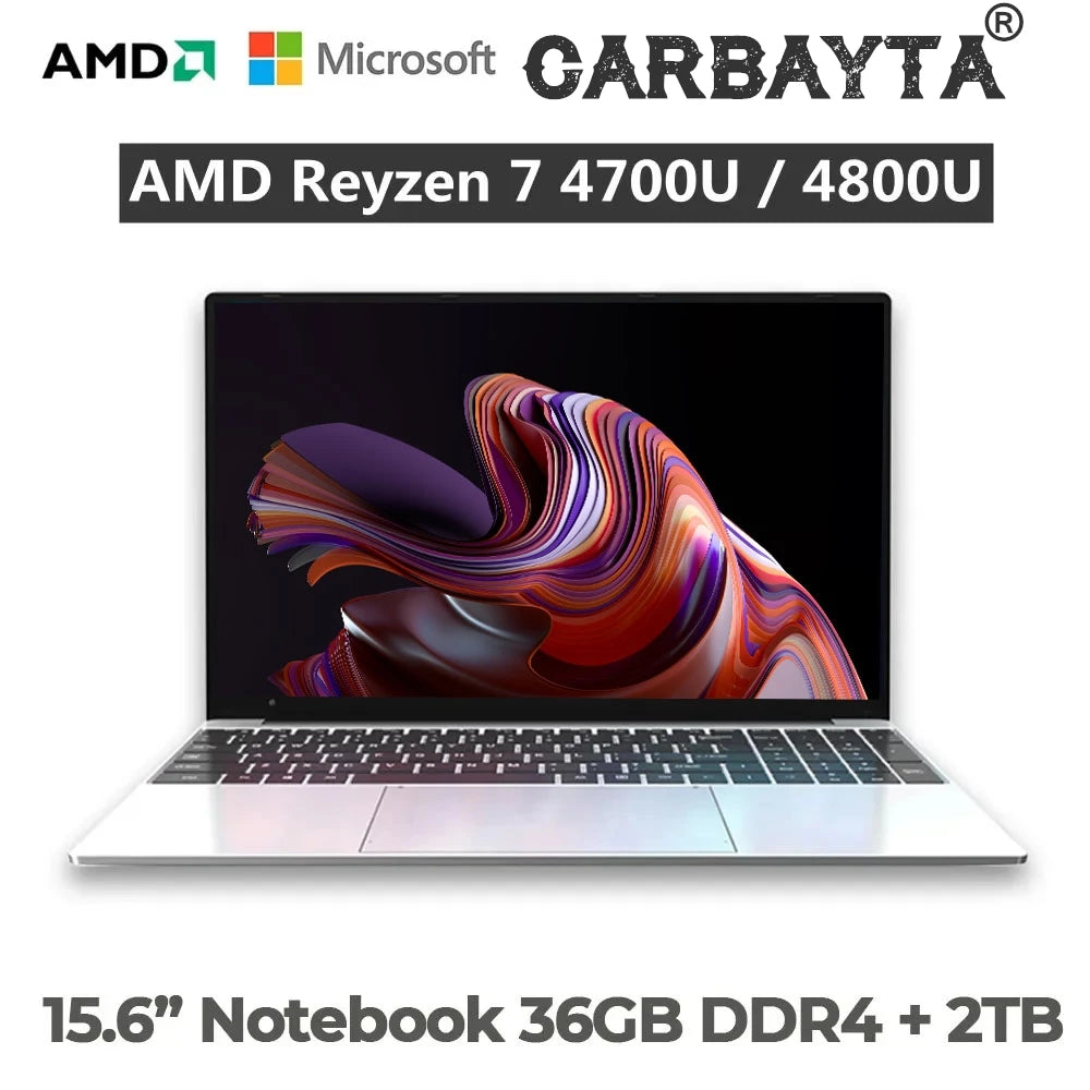 15.6 Inch Ultrabook Laptops AMD Ryzen 7 4700U 4800U Backlit Keyboard Gaming Notebook 32GB DDR4 2TB Fingerprint Unlock Windows 10