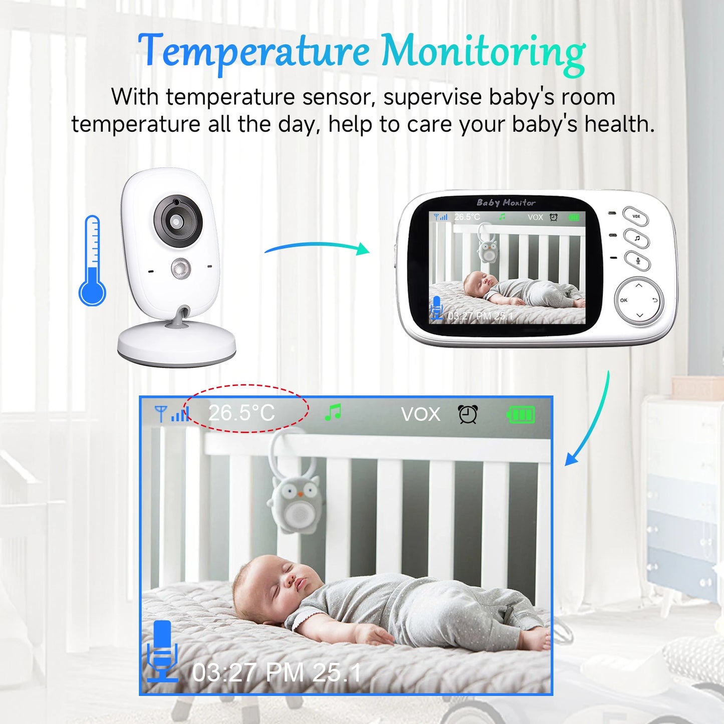 Baby Monitor VB603 Wifi Surveillance Camera 3.2" LCD Display Video Intercom Digital Cameras Security-Protection For Newborm