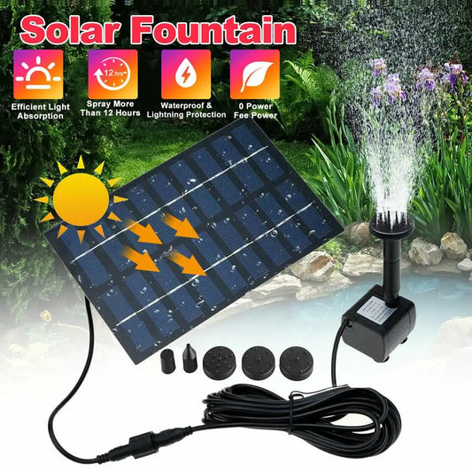 Solar Powered Fountain With 5 Size Spray Adapters Energy Saving Water Pump Solar Panel Water Pump For Garden Pool Water Fountain