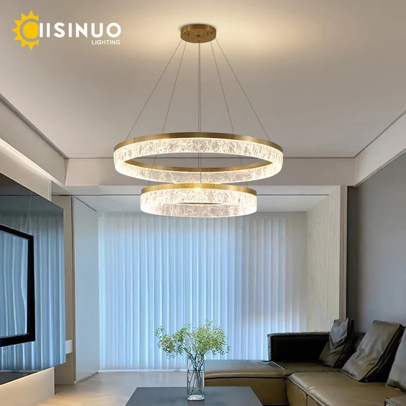 Modern Pendant Light LED Dimmable Chandelier with Remote Ring Hanging Light Fixture Gold Lighting for Kitchen Island Dining Room