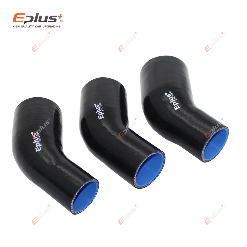 EPLUS Universal Silicone Tubing Hose 45 Degrees big to small Connector Car Intercooler Turbo Intake Pipe Coupler Black Multi Siz