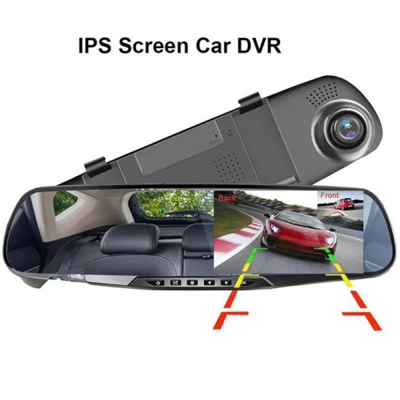 4.3/2.8inch Car DVR Rearview Mirror Driving Video Recorder Dual Lens Dash Camera 1080P IPS Front and Rear Camera Dash Cam