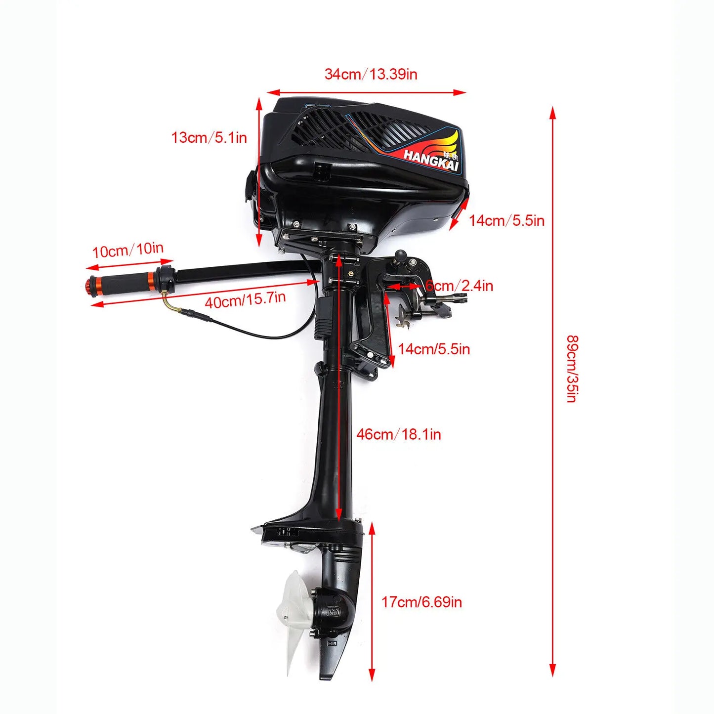 3.6HP 2 Stroke Heavy Duty Outboard Motor Electric Boat Motor Boat Engine CDI Ignition & Water Cooling System Short Shaft