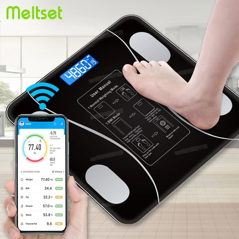 Smart Body Fat Scale Wireless Digital Bathroom Scale Bluetooth Electronic Weight Scale with Smartphone App