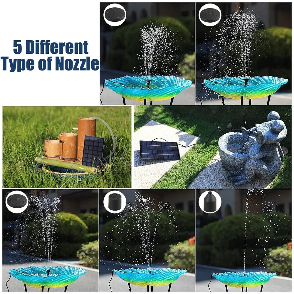 Solar Powered Fountain With 5 Size Spray Adapters Energy Saving Water Pump Solar Panel Water Pump For Garden Pool Water Fountain