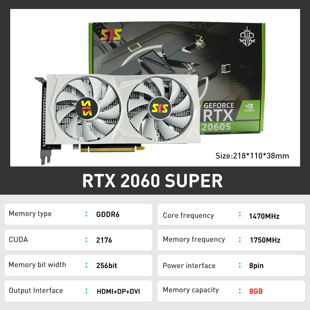 SJS GTX1660 Super 6GB rx 580 GTX 1660 S Super Gaming Graphics Card Video Card NVIDIA GPU GeForce RTX 2060Super placa de vídeo