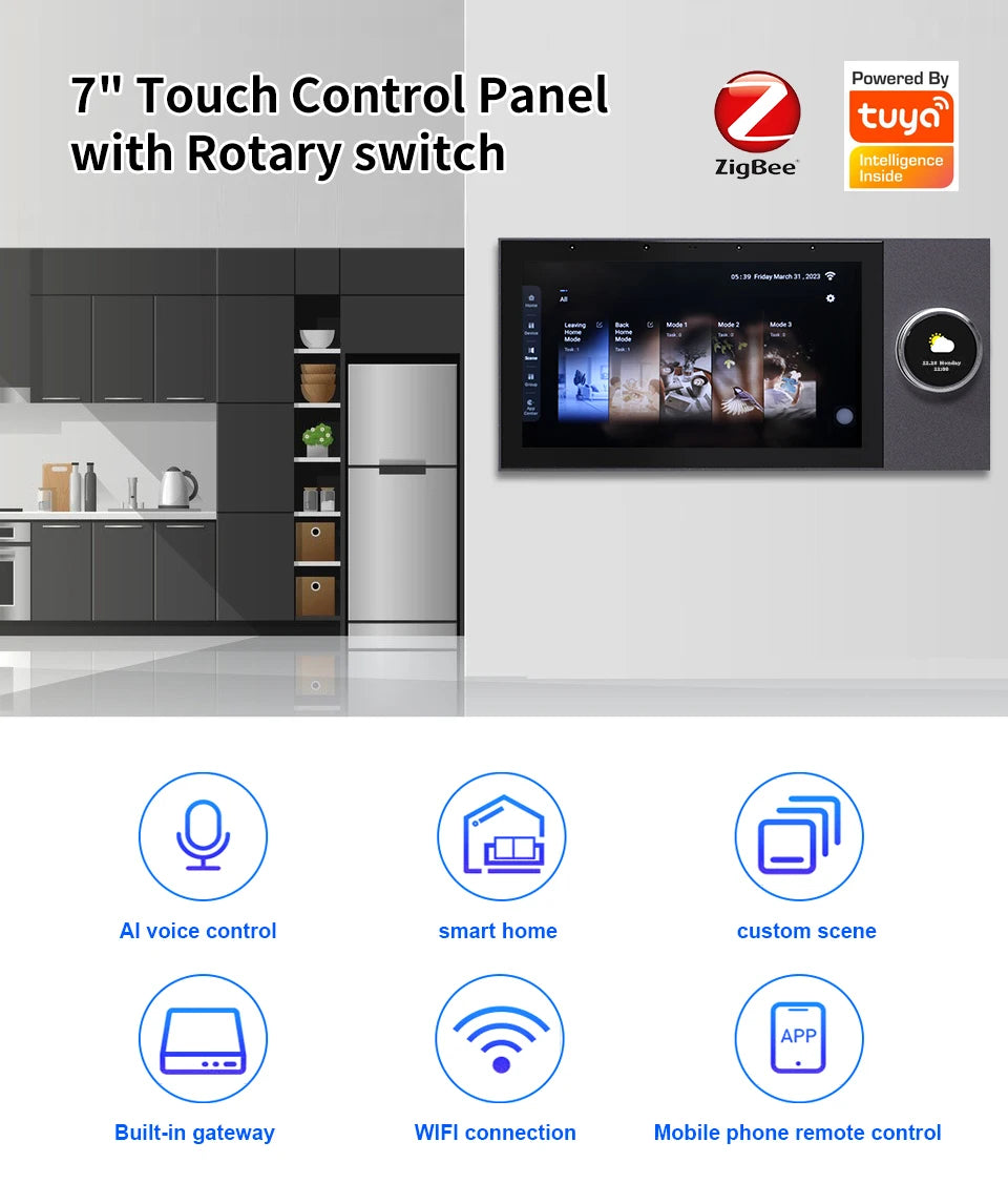 Smart Home Control Panel Controls Tuya Smart Curtains Light Air-Conditioners Wifi Touch Screen Home Automation Residential Panel