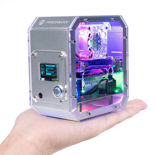 Pironman Mini PC Case for Raspberry Pi - Aluminum Alloy Tower Case, M.2 SATA SSD Expansion Board (Pi 4 NOT Included)