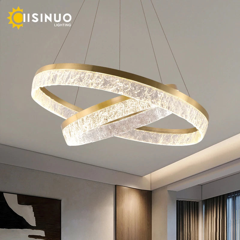 Modern Pendant Light LED Dimmable Chandelier with Remote Ring Hanging Light Fixture Gold Lighting for Kitchen Island Dining Room