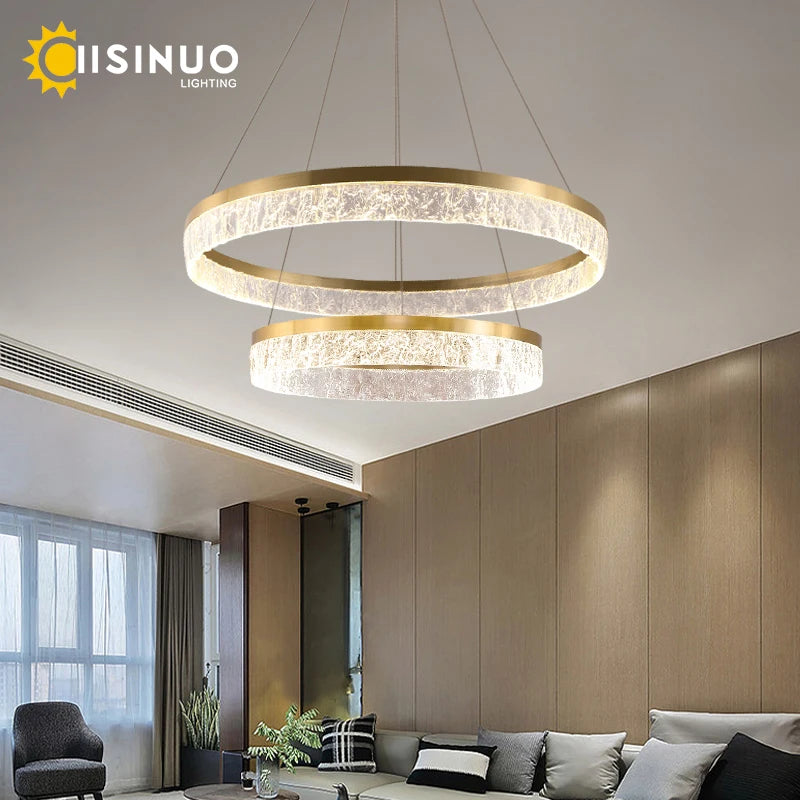 Modern Pendant Light LED Dimmable Chandelier with Remote Ring Hanging Light Fixture Gold Lighting for Kitchen Island Dining Room