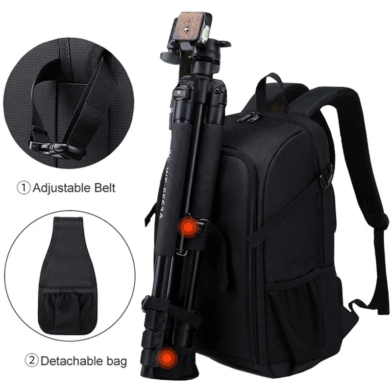 Big Capacity Photography Camera Waterproof Shoulders Backpack Video Tripod DSLR Bag W/ Rain Cover for Canon Nikon Sony Pentax