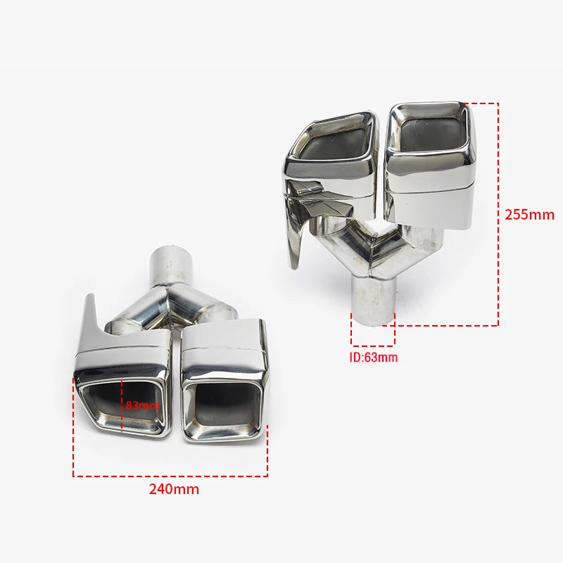 2pcs/set 304 Stainless Steel Car Quad Exhaust Tip For Mercedes Benz W212 E63 W204 Muffler Exhaust Tip Exhaust System Nozzle