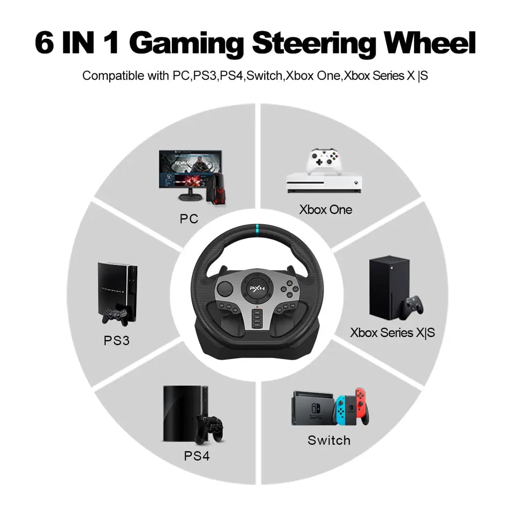 PXN V9 Volante PC Steering Wheel Gaming Racing Wheel for PS4/PS3/Xbox One/PC Windows/Nintendo Switch/Xbox Series S/X 270°/900°