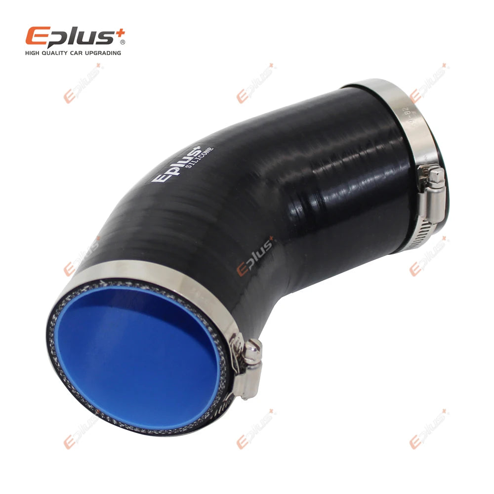 EPLUS Universal Silicone Tubing Hose 45 Degrees Connector Car Intercooler Turbo Intake Pipe Coupler Black Multi Size