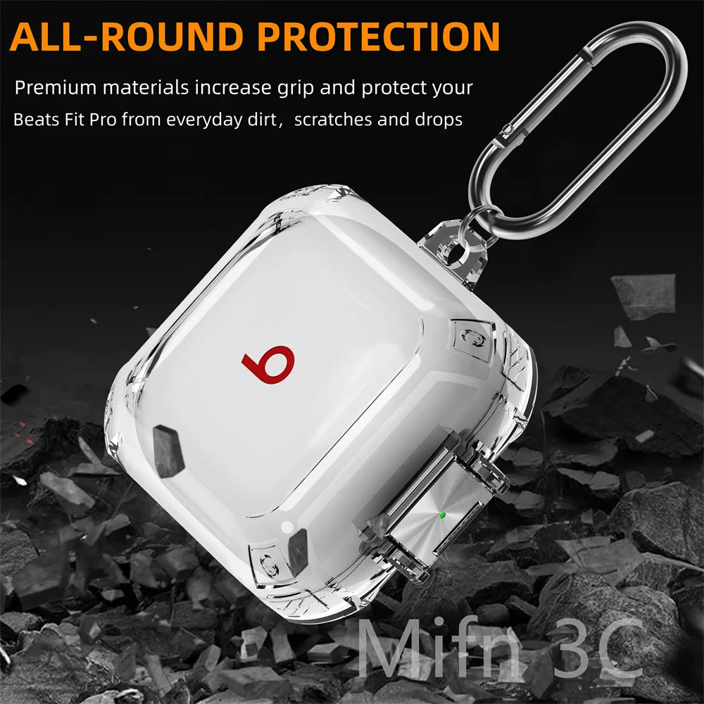 New【With Secure Lock】Transparent TPU Case For Beats Fit Pro  Earphone Accessories Shockproof Case For Beats Fit Pro 2021 Cases