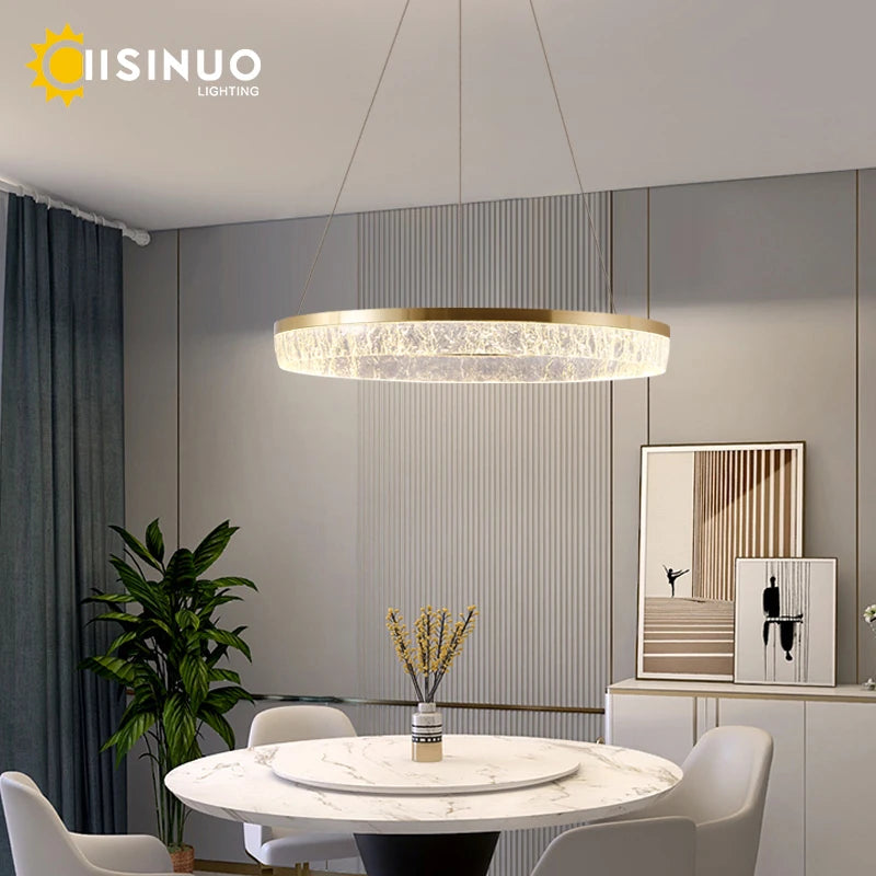 Modern Pendant Light LED Dimmable Chandelier with Remote Ring Hanging Light Fixture Gold Lighting for Kitchen Island Dining Room