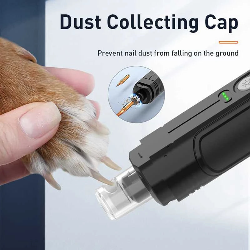 Electric Pet Nail Grinder Professional Dog Nail Clippers + 2 LED Light Rechargeable Cat Claw Nail Grooming Accessories Parts