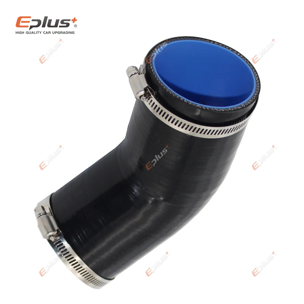 EPLUS Universal Silicone Tubing Hose 45 Degrees Connector Car Intercooler Turbo Intake Pipe Coupler Black Multi Size