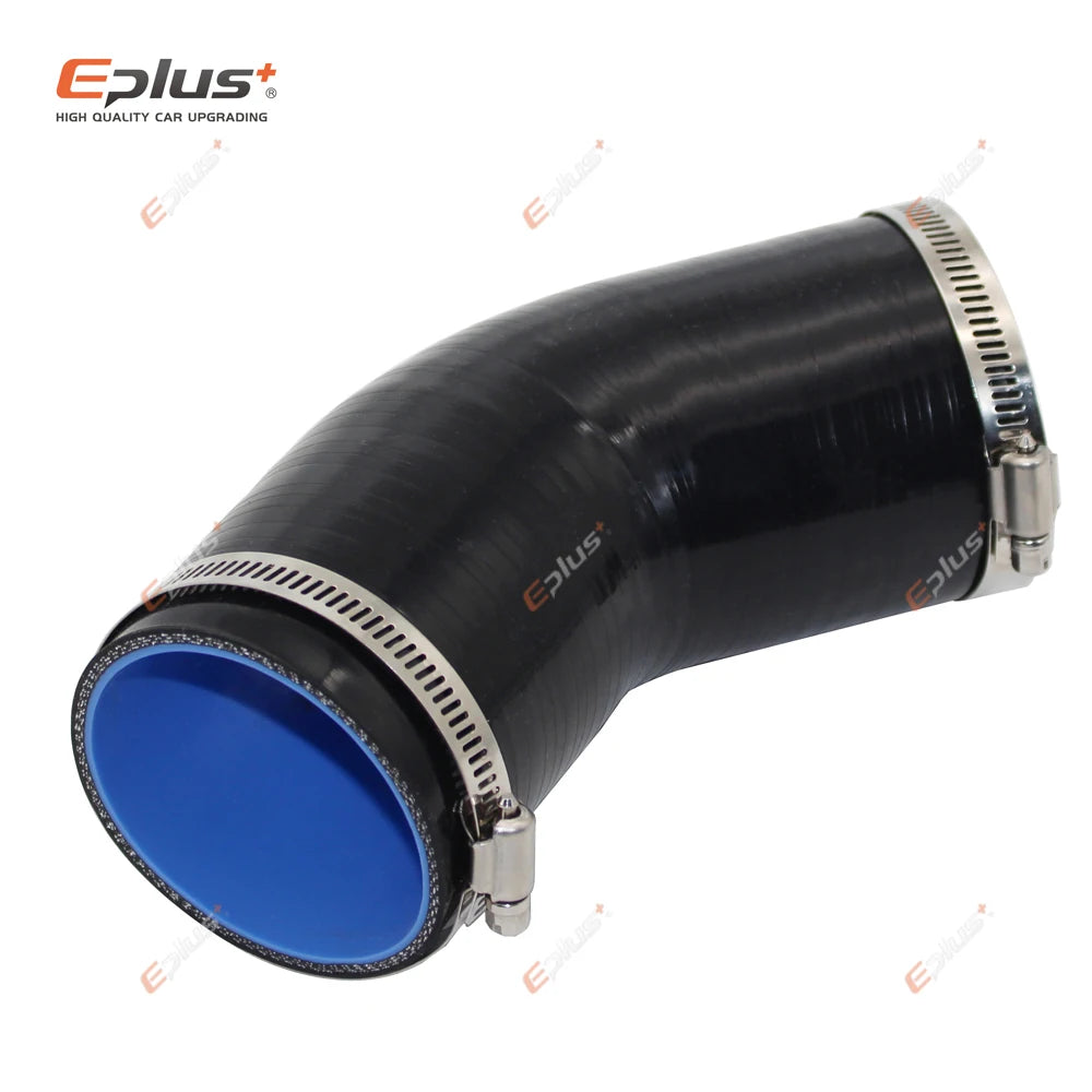 EPLUS Universal Silicone Tubing Hose 45 Degrees Connector Car Intercooler Turbo Intake Pipe Coupler Black Multi Size