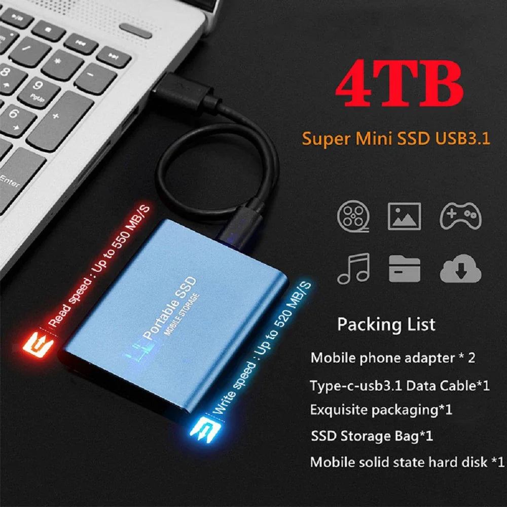 Original 2tb external hard drive 1TB portable external SSD  Mini Hard Disks High-speed Drive External Solid State Hard Drive New