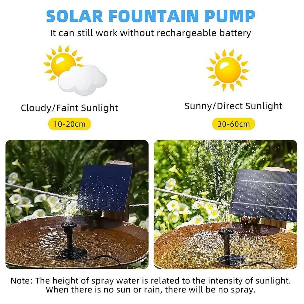 Solar Powered Fountain With 5 Size Spray Adapters Energy Saving Water Pump Solar Panel Water Pump For Garden Pool Water Fountain