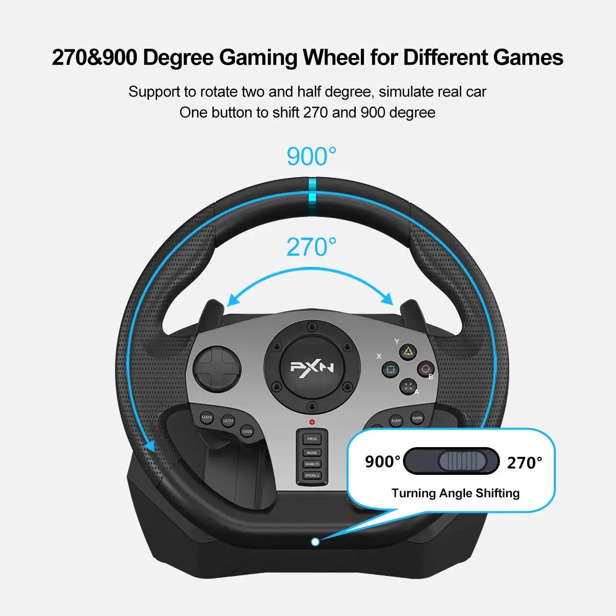 PXN V9 Volante PC Steering Wheel Gaming Racing Wheel for PS4/PS3/Xbox One/PC Windows/Nintendo Switch/Xbox Series S/X 270°/900°