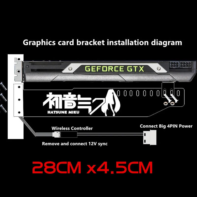 Video Card Support ARGB, Graphics Card Holder RGB, GPU Bracket M/B Faith Lamp SYNC(ASUS,MSI,GIGA), PC MOD Customized