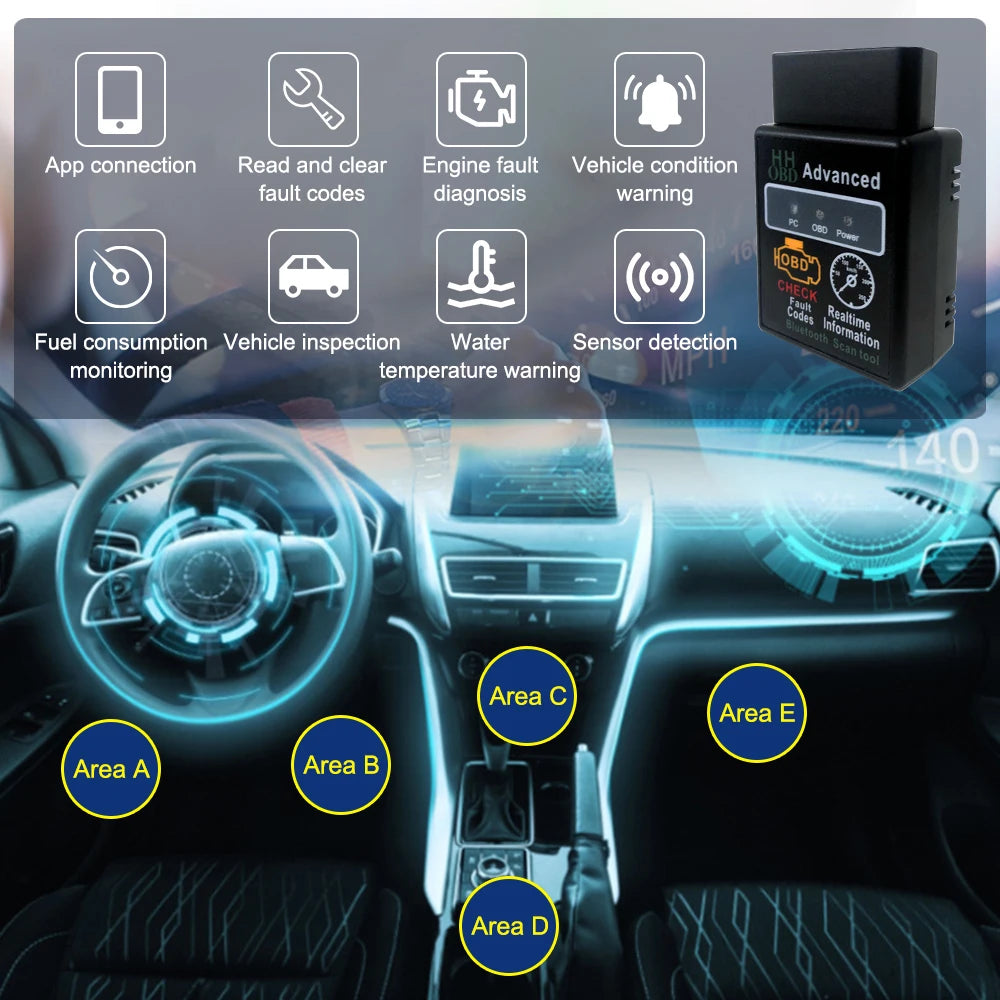 2023 Newest OBD2 Car Scanner Mini Elm327 Diagnostic Adapter Tester Bluetooth V1.5 OBD car diagnostic tool for Android IOS