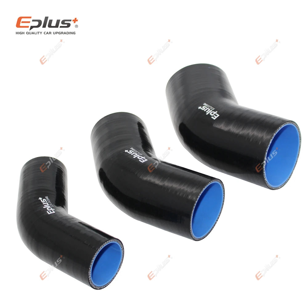 EPLUS Universal Silicone Tubing Hose 45 Degrees Connector Car Intercooler Turbo Intake Pipe Coupler Black Multi Size