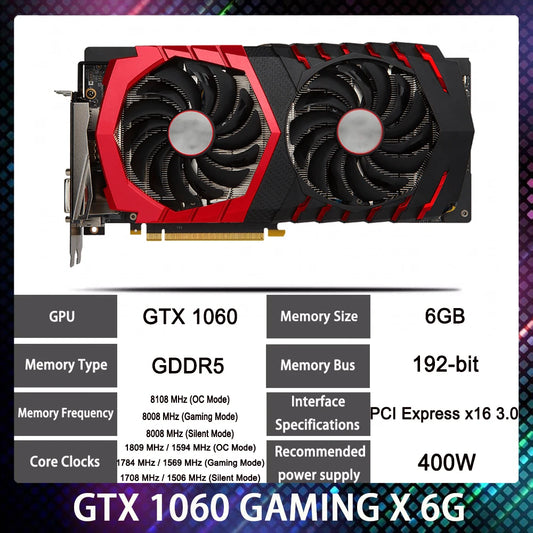 For Msi GTX 1060 6GB GTX1060 GAMING X 6G Graphics Card PC Video Card Discrete Graphics Card Works Perfectly High Quality