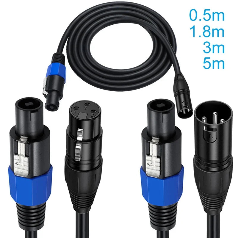 0.5M 1.8M 3M 5M Speakon Male / Female to XLR male / Female Splitter Cable for DJ Speaker & Amplifier