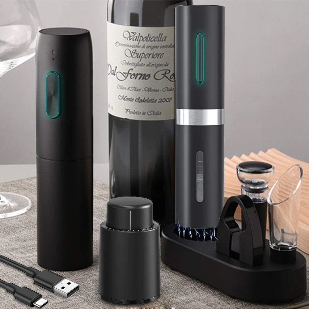 Rechargeable Base Electric Wine Opener with Storage Device Automatic Wine Corkscrew Kitchen Red Wine Bottle Opener Accessories