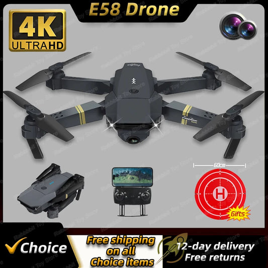 New E58Pro RC Drone 4K Professinal Wide Angle HD Camera Foldable RC Helicopter WIFI FPV Height Hold Gift Toy