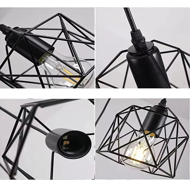 Industrial Pendant Light Led Adjustable Hanging Lamp for Ceiling Light Fixture Metal Cage Pendant Lighting for Island DiningRoom