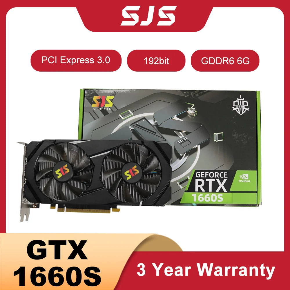 SJS GTX1660 Super 6GB rx 580 GTX 1660 S Super Gaming Graphics Card Video Card NVIDIA GPU GeForce RTX 2060Super placa de vídeo