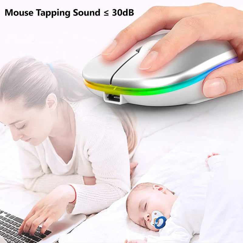 Wireless Mouse For Laptop PC Bluetooth RGB Rechargeable Mouses Wireless Computer Silent Mice LED Backlit Ergonomic Gaming Mouse